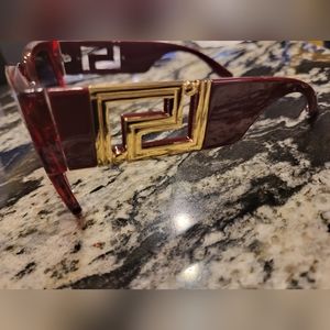 Rectangular RETRO RED AND GOLD Sunnies Real Gold
